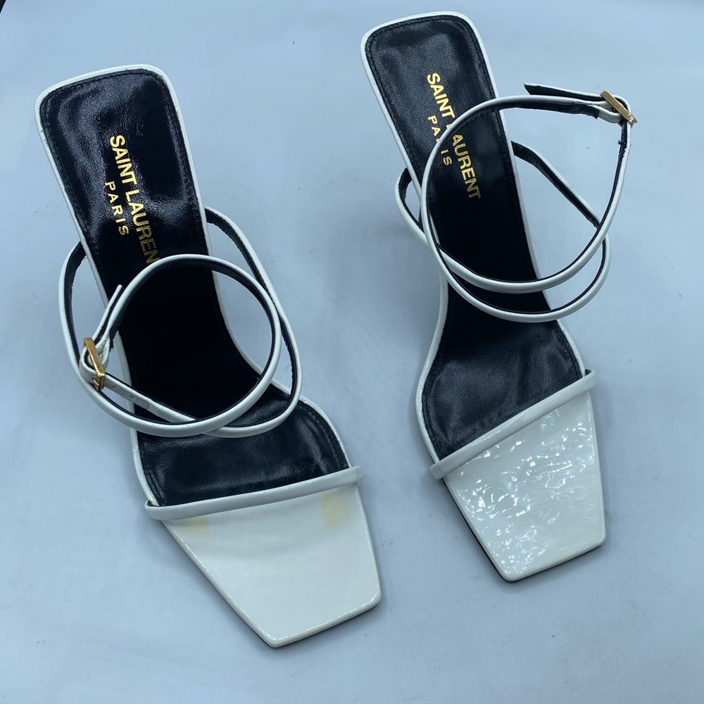Saint Laurent White Nuit Strappy Sandals